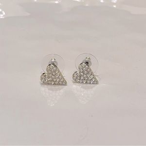 JCrew heart, rhinestone and gold pierced earrings